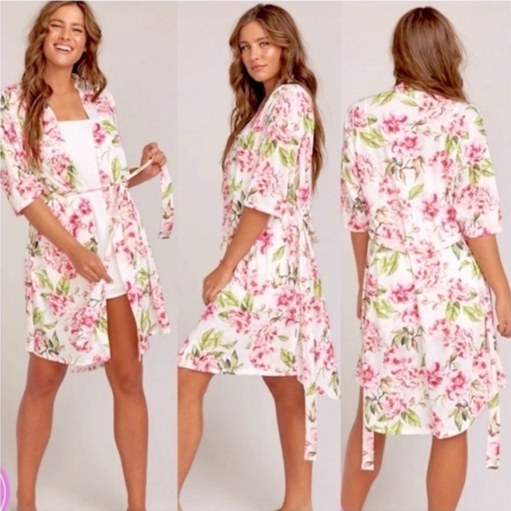 Show Me Your Mumu Women's Brie Floral Robe Garden of Blooms Belt  O/S